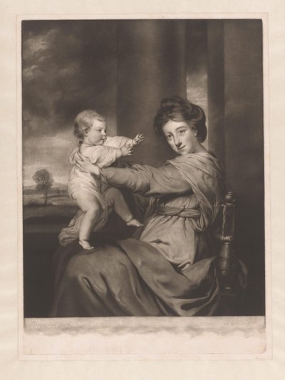 Retrato de Caroline Spencer com a sua filha Caroline de James Watson (prentmaker)