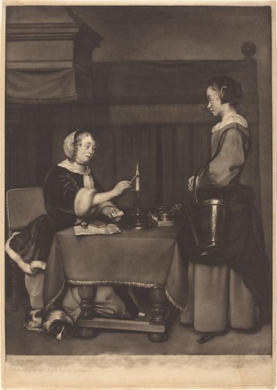 A Correspondente Feminina de James Watson after Gabriel Metsu