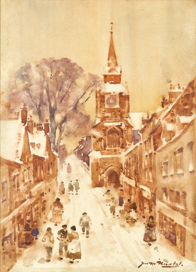 Cena de inverno na rua (aquarela) de James Watterston Herald