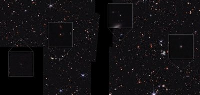 Galáxias no campo CEERS (imagem da NIRCam) de James Webb Space Telescope (NASA)