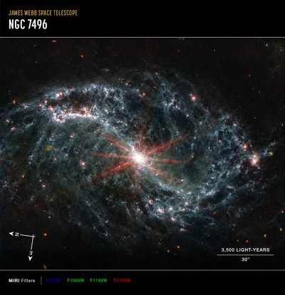 NGC 7496 (Imagem da bússola MIRI) de James Webb Space Telescope (NASA)