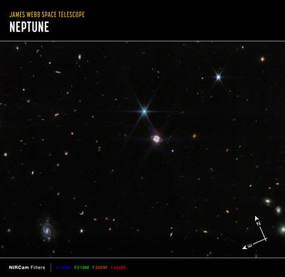Campo amplo de Neptuno (Imagem da NIRCam Compass) de James Webb Space Telescope (NASA)