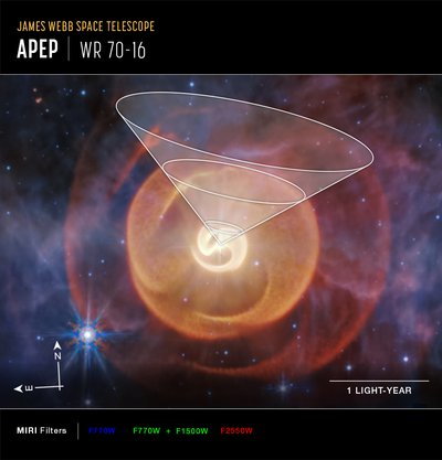Wolf-Rayet Apep (Imagem do MIRI Compass) de James Webb Space Telescope (NASA)