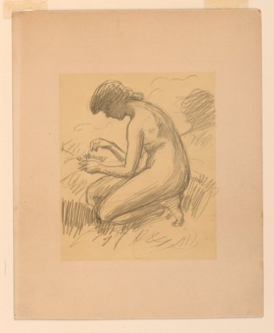 Nu feminino agachado de James Wells Champney