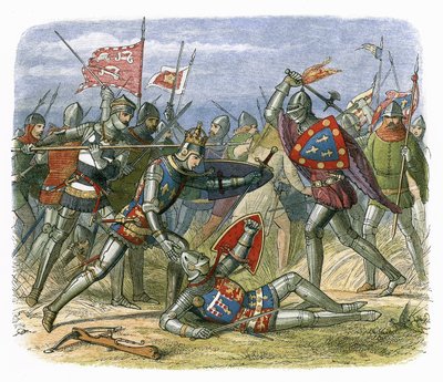 Rei Henrique V atacado pelo duque de Alencon na batalha de Agincourt de James William Edmund Doyle