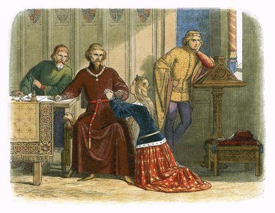 A Rainha Anne intercede com Gloucester e Arundel para Sir Simon Burley de James William Edmund Doyle
