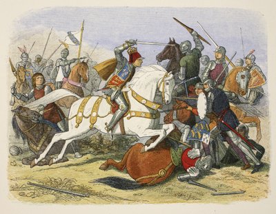 Richard III em Bosworth Field, 22 de agosto de 1485, de A Chronicle of England BC 55 a AD 1485, pub. Londres, 1863 de James William Edmund Doyle