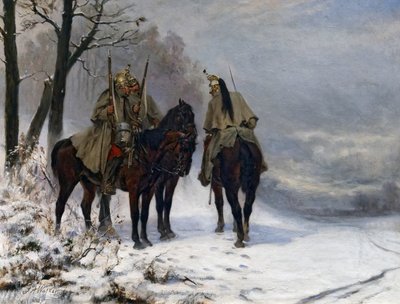 Patrulha do dragão em campo em 1870, c.1890 de James William Walker