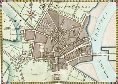 Plano de aquarela de página dupla de Belfast, c.1795 de James Williamson