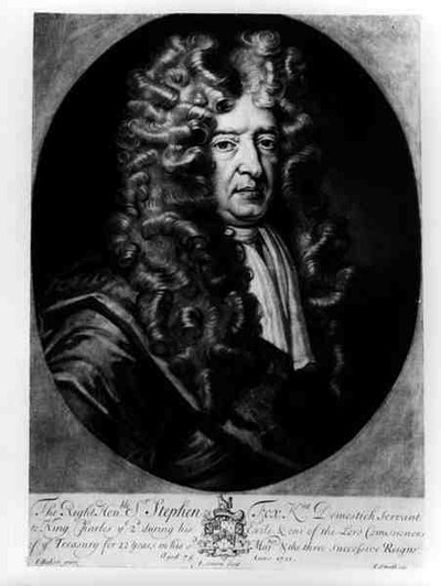 Sir Stephen Fox (1627-1716), 75 anos, gravado por J. Simon, 1701 de James after Baker