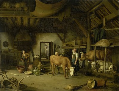 Interior de camponês, c.1830-1860 (óleo sobre tela) de James de Rijk