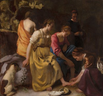 Diana e seus companheiros, c.1655-56 (óleo sobre tela) de Johannes Vermeer