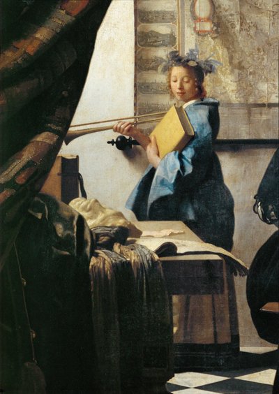 O pintor e a sua modelo como Klio (óleo sobre tela) de Jan (1632-75) Vermeer