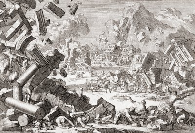 Terramoto de 1667 em Dubrovnik, Croácia. de Jan (after) Luyken