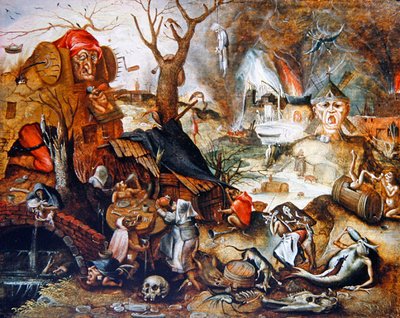 A Vision of Hell (óleo sobre painel) de Jan (follower of) Mandijn