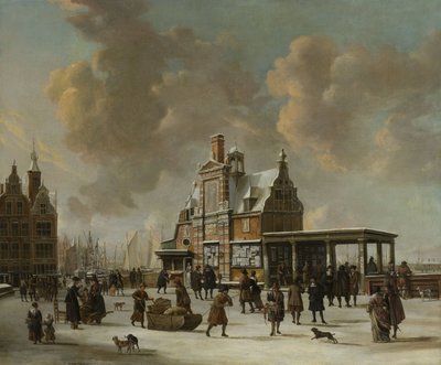 O Paalhuis e o Nieuwe Brug, Amsterdã, no inverno de Jan Abrahamsz. Beerstraten