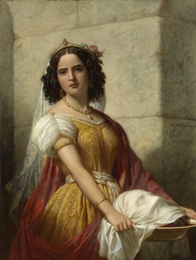 Salomé com a cabeça de João Batista de Jan Adam Kruseman (signed by artist)