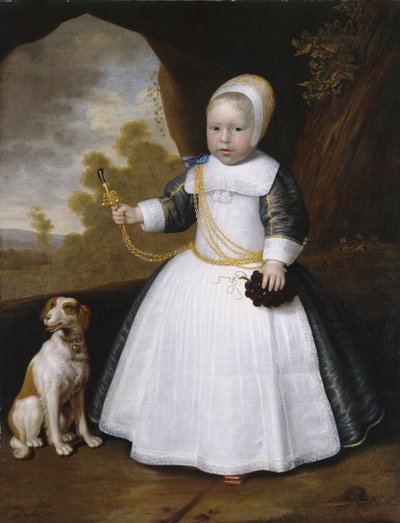 Retrato de um rapaz com um cão de Jan Albertsz Rootius
