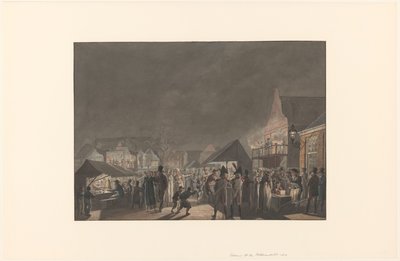 Feira no Botermarkt em Amsterdã, 1810 de Jan Anthonie Langendijk Dzn