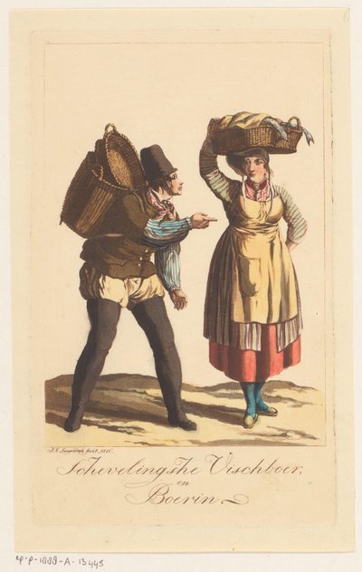 Tipos de pesca de Scheveningen
Schevelingsche Vischboer, e Boerin (título sobre o objecto) de Jan Anthonie Langendijk Dzn