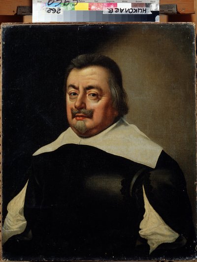 Retrato de um homem com cuirass. Pintura de Jan Anthonisz van Ravesteyn (1572-1657). Arte holandesa do século XVII. Museu Regional de Arte W. Wereshchagin, Mykolaiv, Ucrânia de Jan Anthonisz. van Ravesteyn