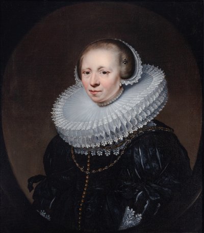 Retrato de uma Senhora numa Oval Pintada de Jan Anthonisz. van Ravesteyn