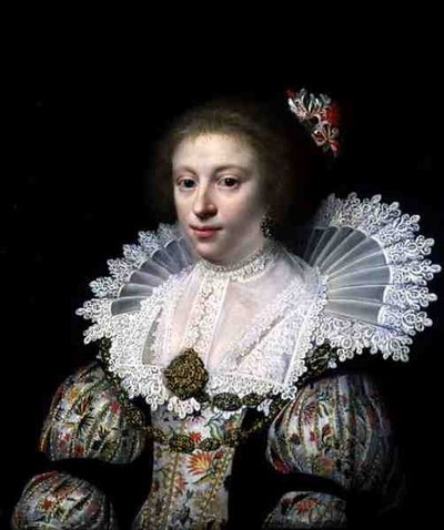 Retrato de uma Dama Elegante com um Vestido Bordado (óleo sobre tela) de Jan Anthonisz. van Ravesteyn