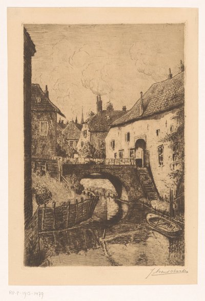 Vista de uma ponte nas Irmãs de Orthenpoort em Den Bosch de Jan Antonius van Schooten (signed by artist)