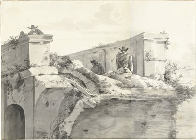 Vista da Orla da Ponte Rotto em Roma de Jan Asselijn (copy after)