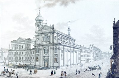 Igreja de Hibernians (franciscanos irlandeses) e Hibernian (Hybernská) Street, 1781 de Jan Balzer