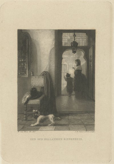 Interieur conheceu hond
EEN OUD HOLLANDSCH BINNENHUIS. (título sobre o objecto) de Jan Baptist Tetar van Elven