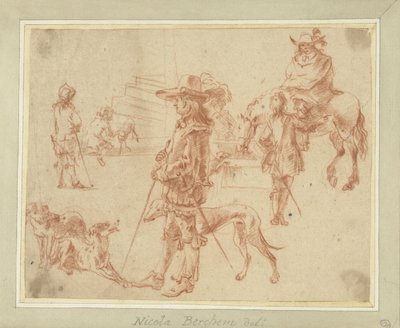 Folha de Estudos com Caçadores, Cavalos e Cães de Jan Blom