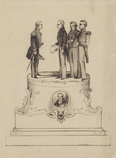 Desenho de monumento para assinalar 50 anos de independência do Reino dos Países Baixos em 1863 de Jan Bos