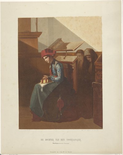 Mulher Hindeloopen no interior da igreja A Filha do Cantor (título da série no objeto) de Jan Bos Wz.