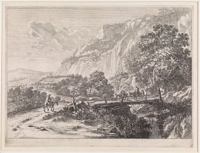 Paisagem com ponte de madeira perto de Sulmona, nas proximidades de Tivoli de Jan Both