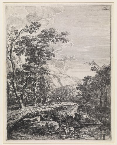 Paisagem com uma mulher montada numa mula ao longo da Aqua Negro entre Bolonha e Florença de Jan Both