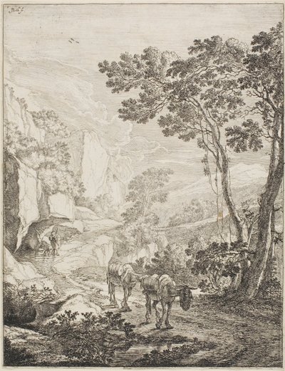 As duas mulas, de um conjunto de quatro paisagens italianas de Jan Both