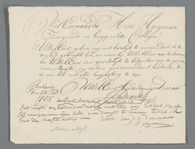Carta de Jan Brandes ao Rev. Hooyman de Jan Brandes