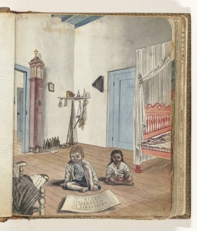 Quarto com filho Jantje e Bietja, uma rapariga escravizada de Jan Brandes