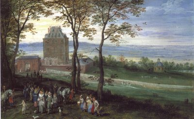 Arquiduque Albrecht e Isabella antes do Castelo Mariemont de Jan Brueghel the Elder