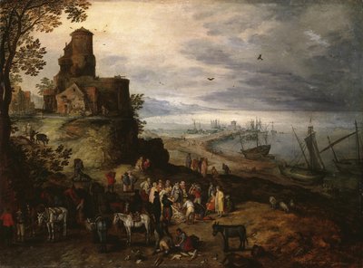 Mercado do Peixe (Chamando os Apóstolos Pedro e André) de Jan Brueghel the Elder