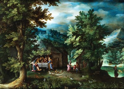 Jan Brueghel (I) Abraão e os anjos em Mamre de Jan Brueghel the Elder