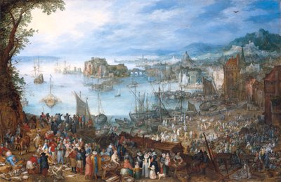 Grande mercado de peixe de Jan Brueghel the Elder
