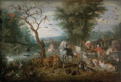 Paisagem paradisíaca com animais de Jan Brueghel the Elder