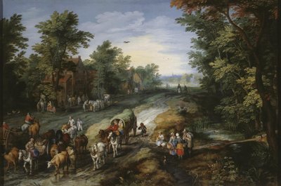 Estrada nos arredores de uma cidade de Jan Brueghel the Elder