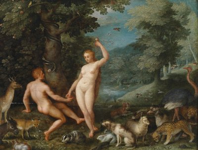 Paisagem do paraíso com Eva tentadora Adam de Jan Brueghel the Younger