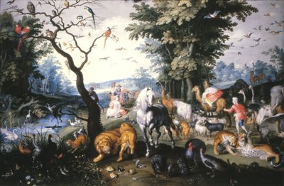 Os animais entrando na Arca de Noé de Jan Brueghel the Younger