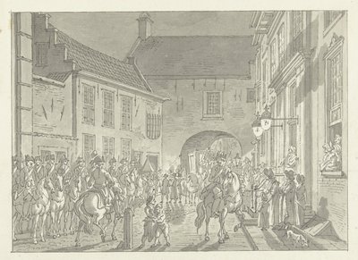 L.P. van de Spiegel levado para o Portão da Prisão, 1795 de Jan Bulthuis
