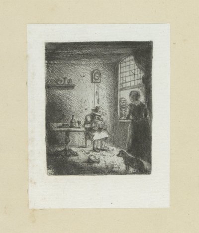 Interior coloca homem lezende The Compleat Work of Etchings por John Chalon / Oeuvre Complette des Eaux Fortes par Jean Chalon (título da série) de Jan Chalon