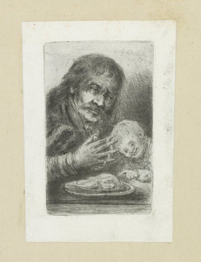 Homem em espécie aan de eettafel The Compleat Work of Etchings por John Chalon / Oeuvre Complette des Eaux Fortes par Jean Chalon (título da série) de Jan Chalon